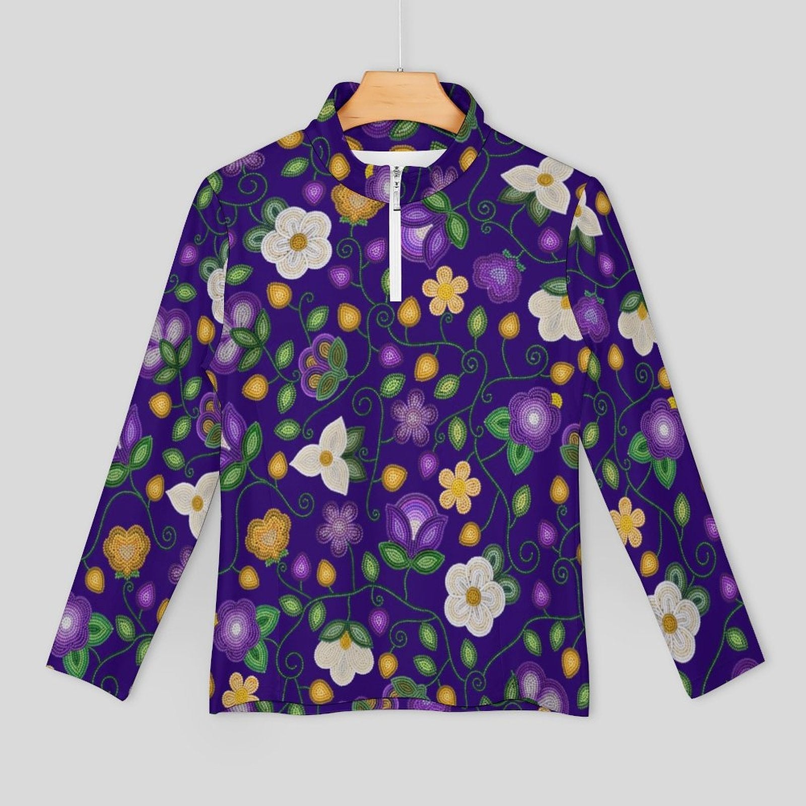 Midnight Moss Bloom Aubergine Long Sleeve Yoga Shirt