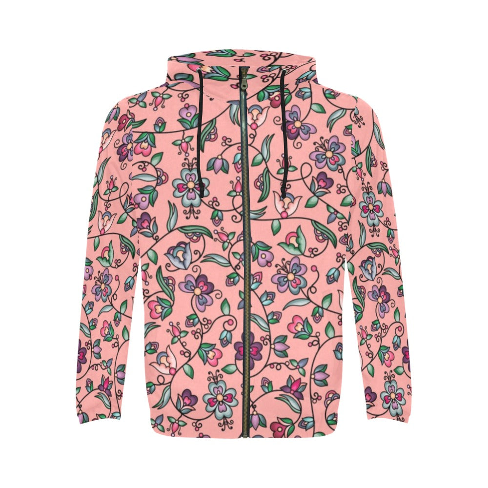 Amber Evening Garland Peach Men's Zipper Hoodie