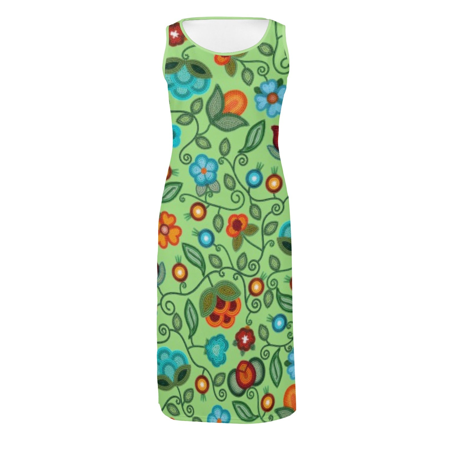 Prairie Fire Petals Sage Phaedra Sleeveless Open Fork Long Dress