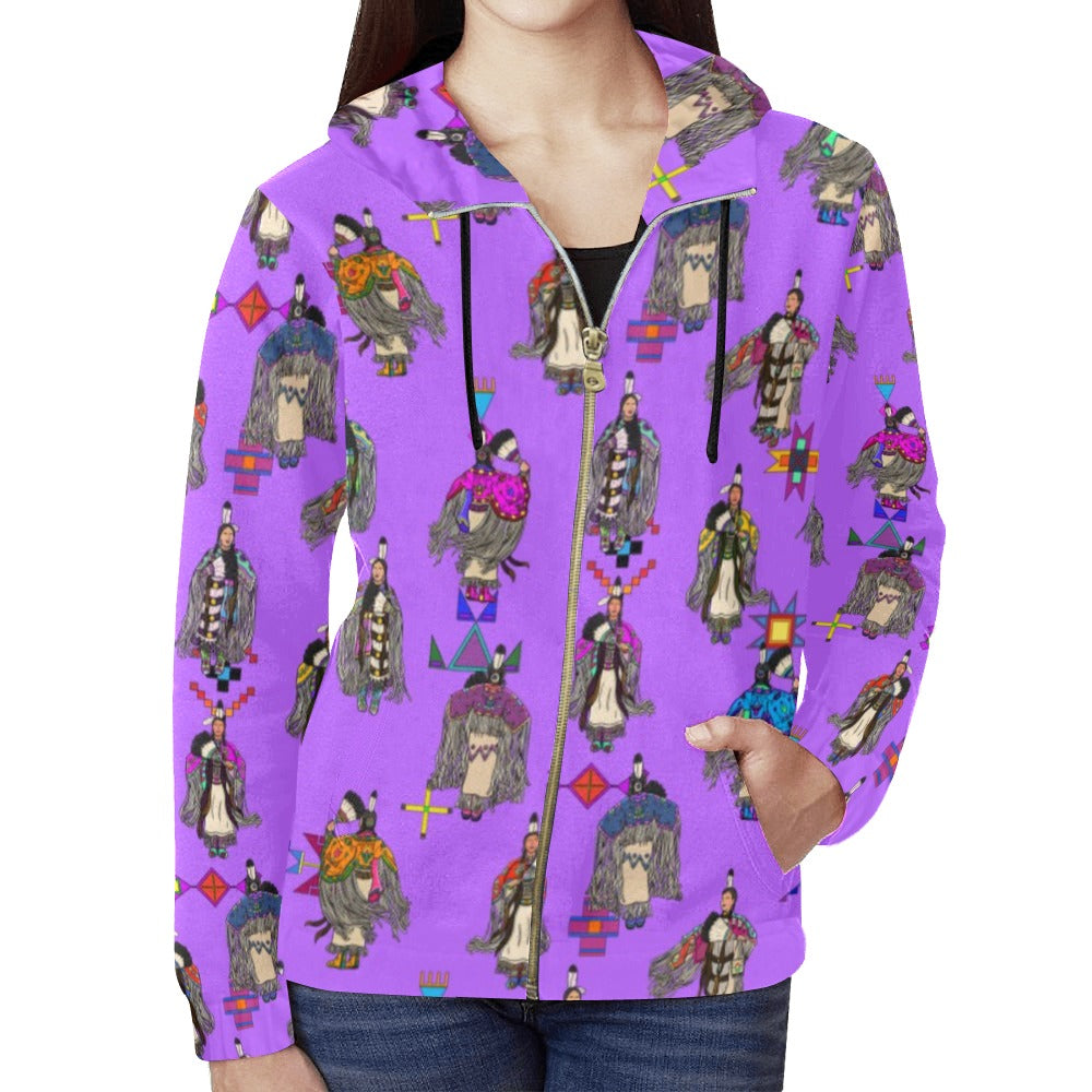 Women's Tradish Dancers Purple Full Zip Hoodie for Women