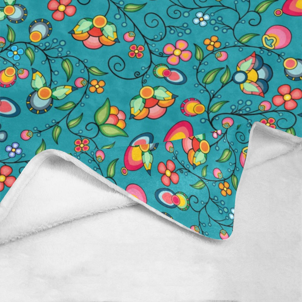 Floral Bounty Teal Ultra-Soft Micro Fleece Blanket 50"x60"
