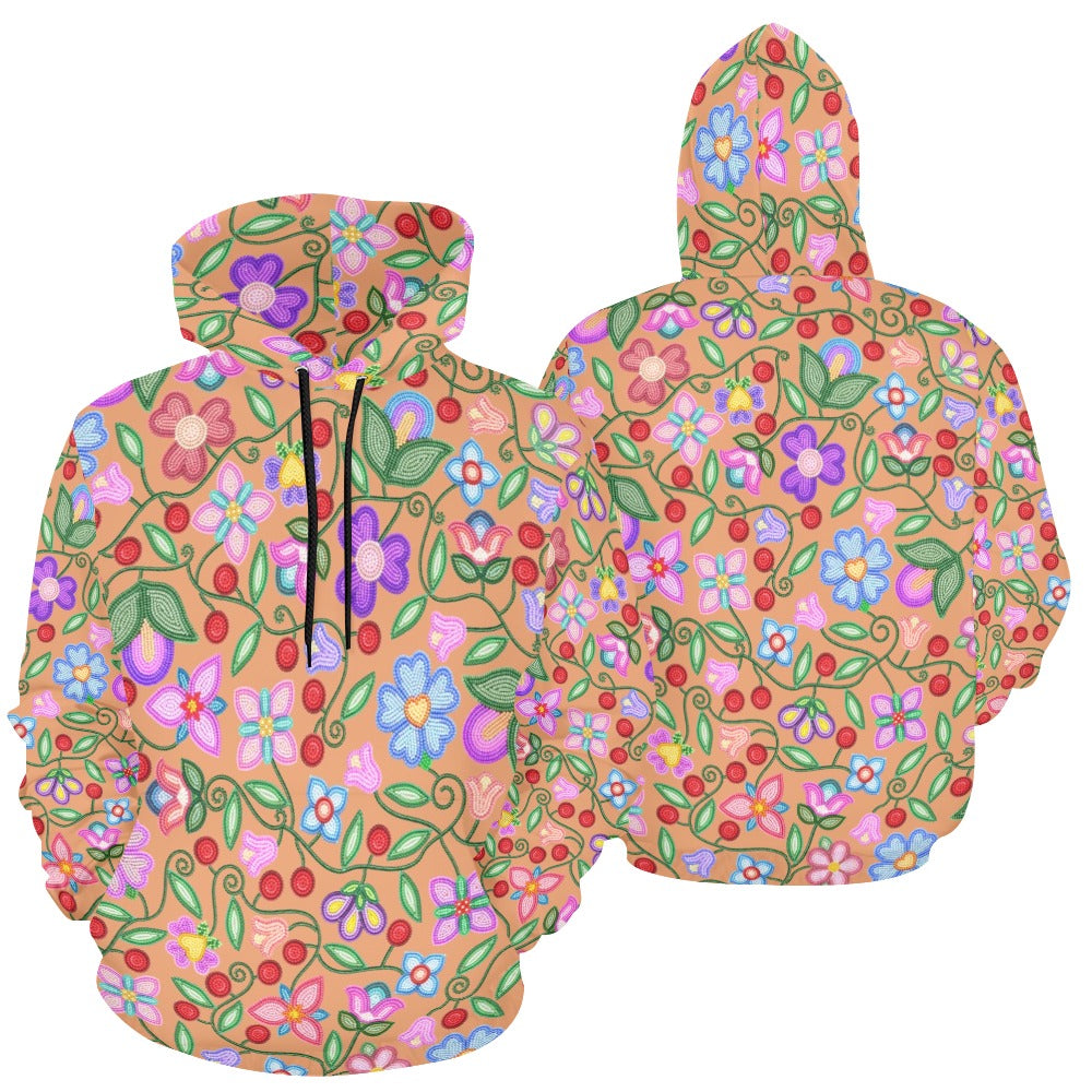 Petal Harmony Terracotta All Over Print Hoodie for Women (USA Size)