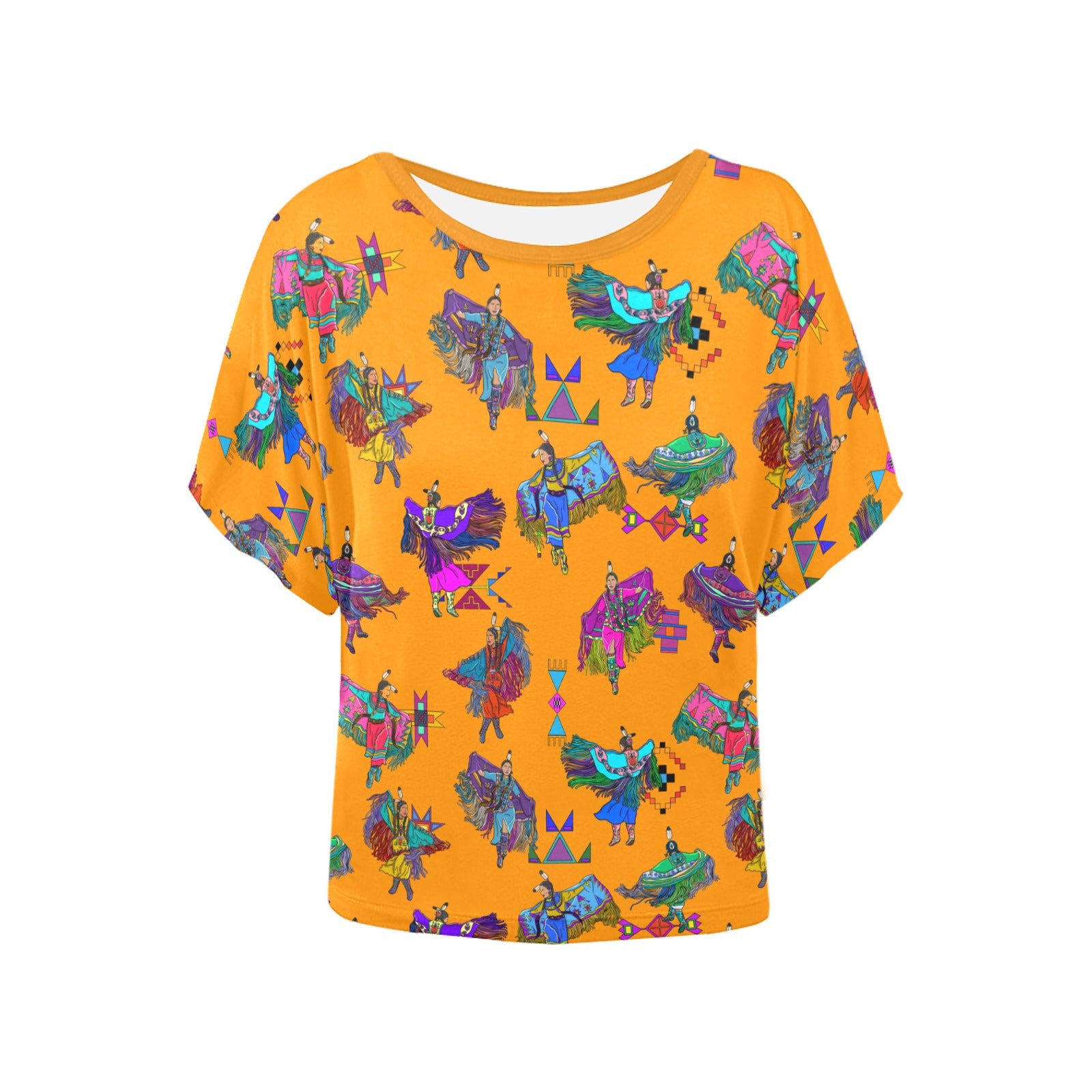 Women's Fancy Dancers Orange Women's Batwing-Sleeved Blouse T shirt