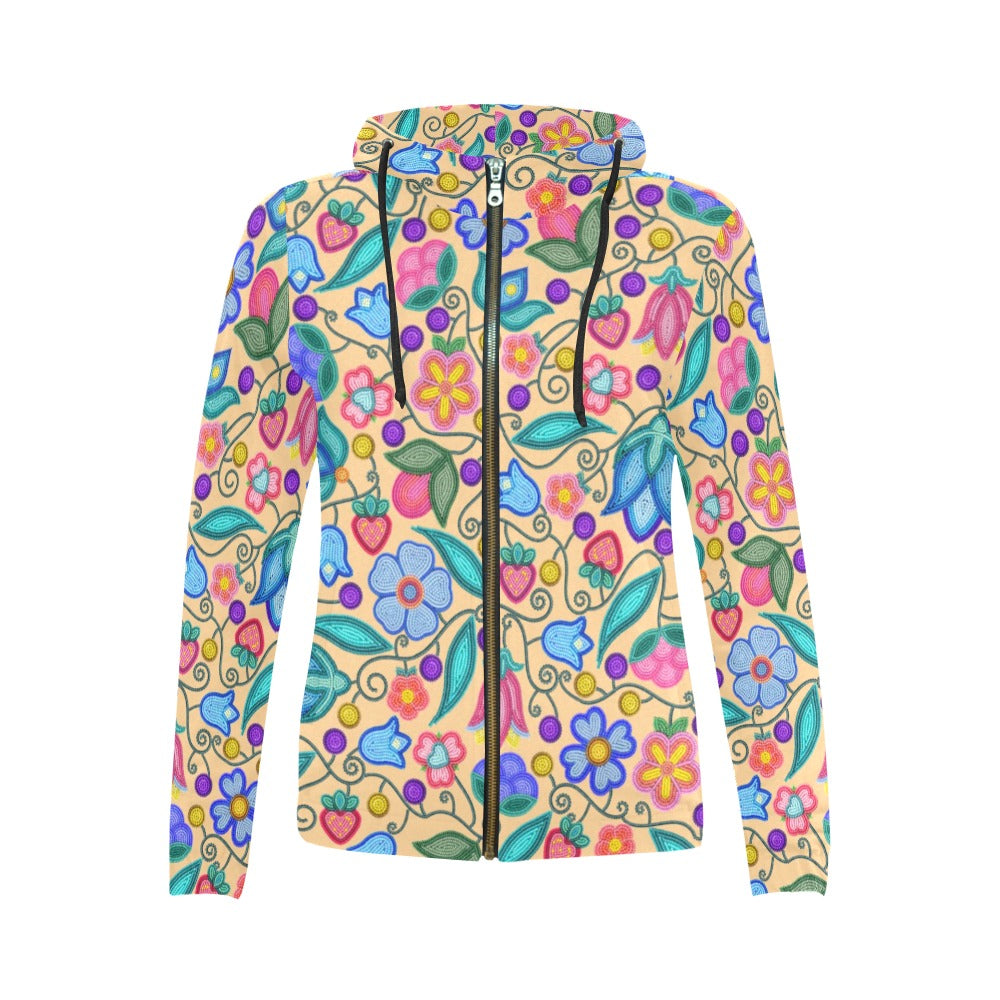 Sweet Offering Cream Full Zip Hoodie for Women