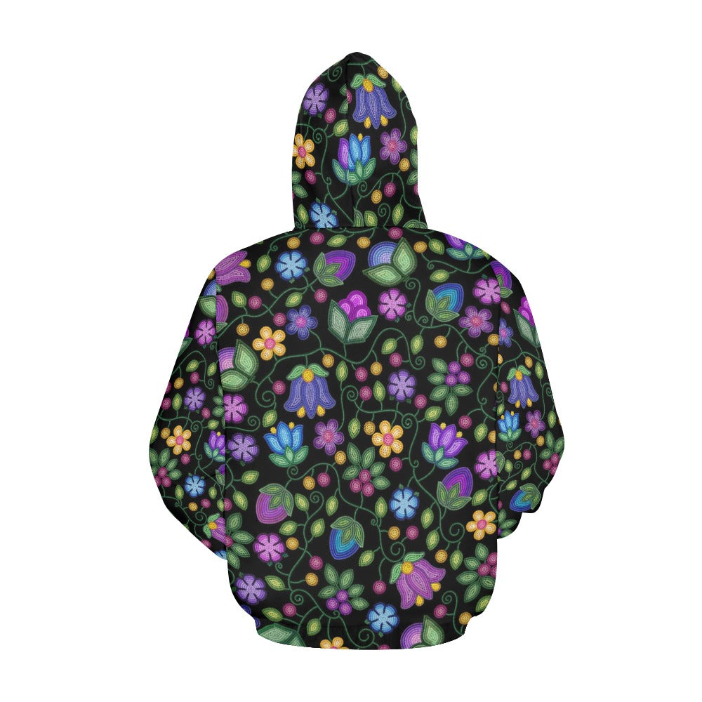 Bloom Uplift Black All Over Print Hoodie for Women (USA Size)