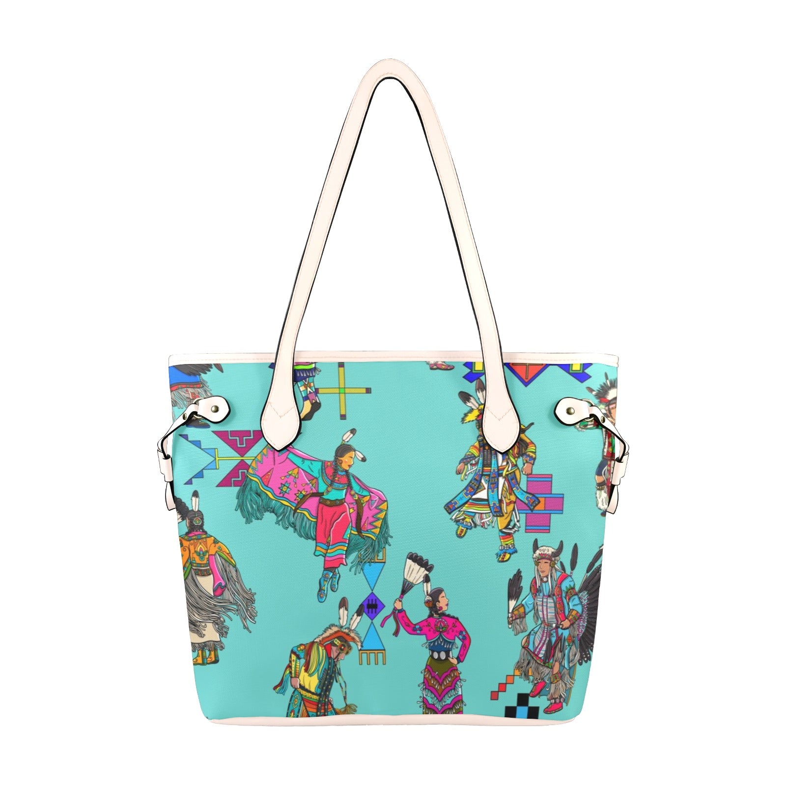Grand Entry Dancers Eggshell Blue Clover Canvas Tote Bag