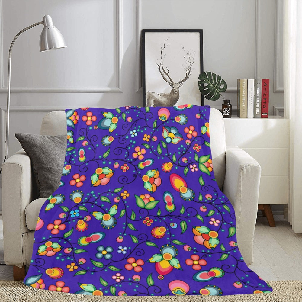 Floral Bounty Blue Ultra-Soft Micro Fleece Blanket 60"x80"
