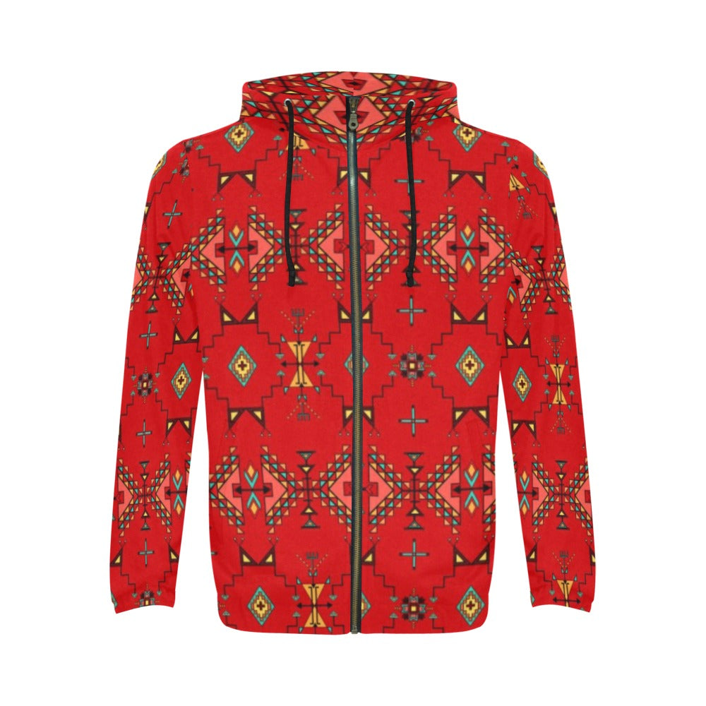 Thunder Flight Red Men's Zipper Hoodie