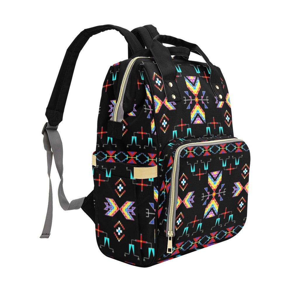 Rainy Chief Rainbow Black Multi-Function Diaper Backpack/Diaper Bag
