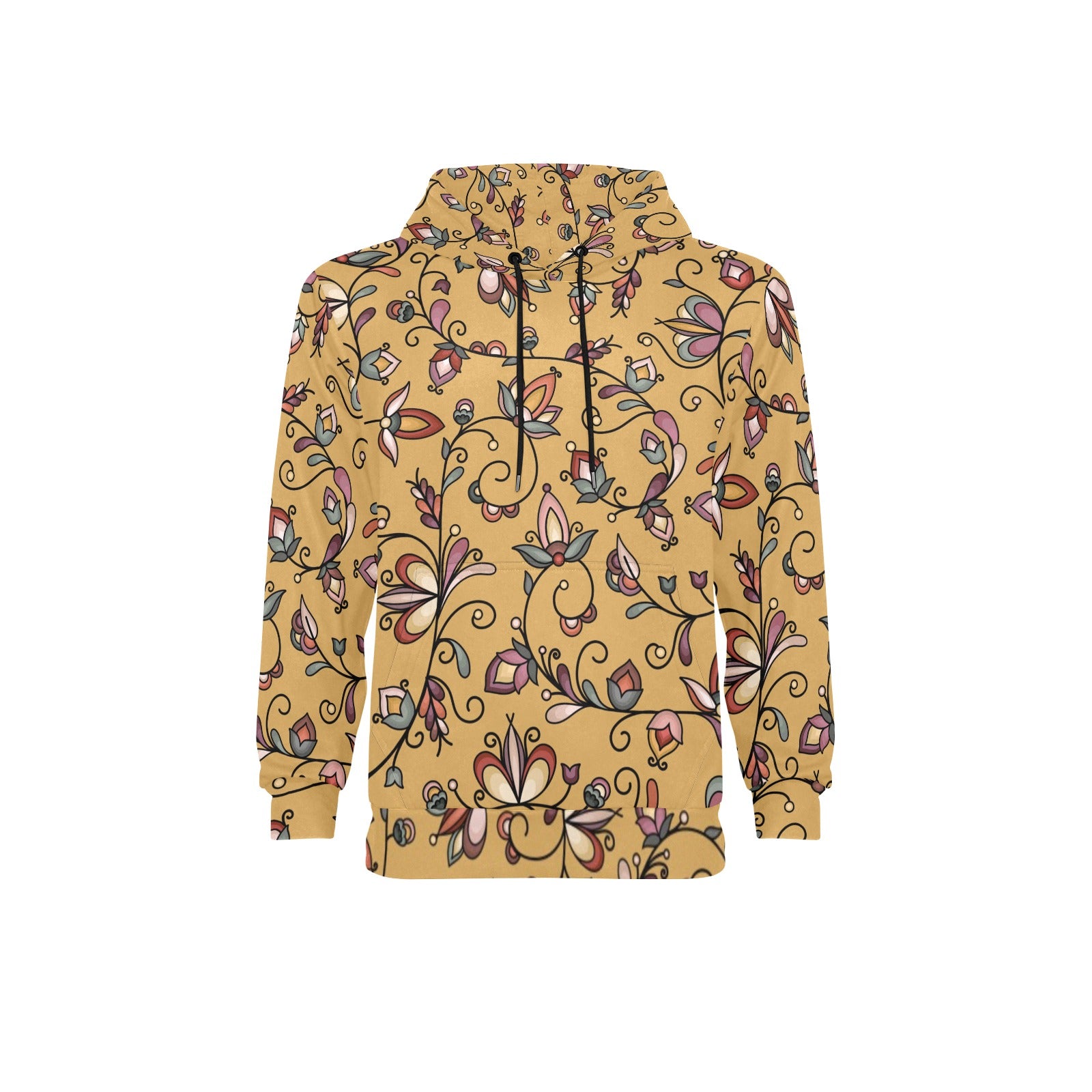 Burnt Sky Petals Gold Men's Long Sleeve Fleece Hoodie