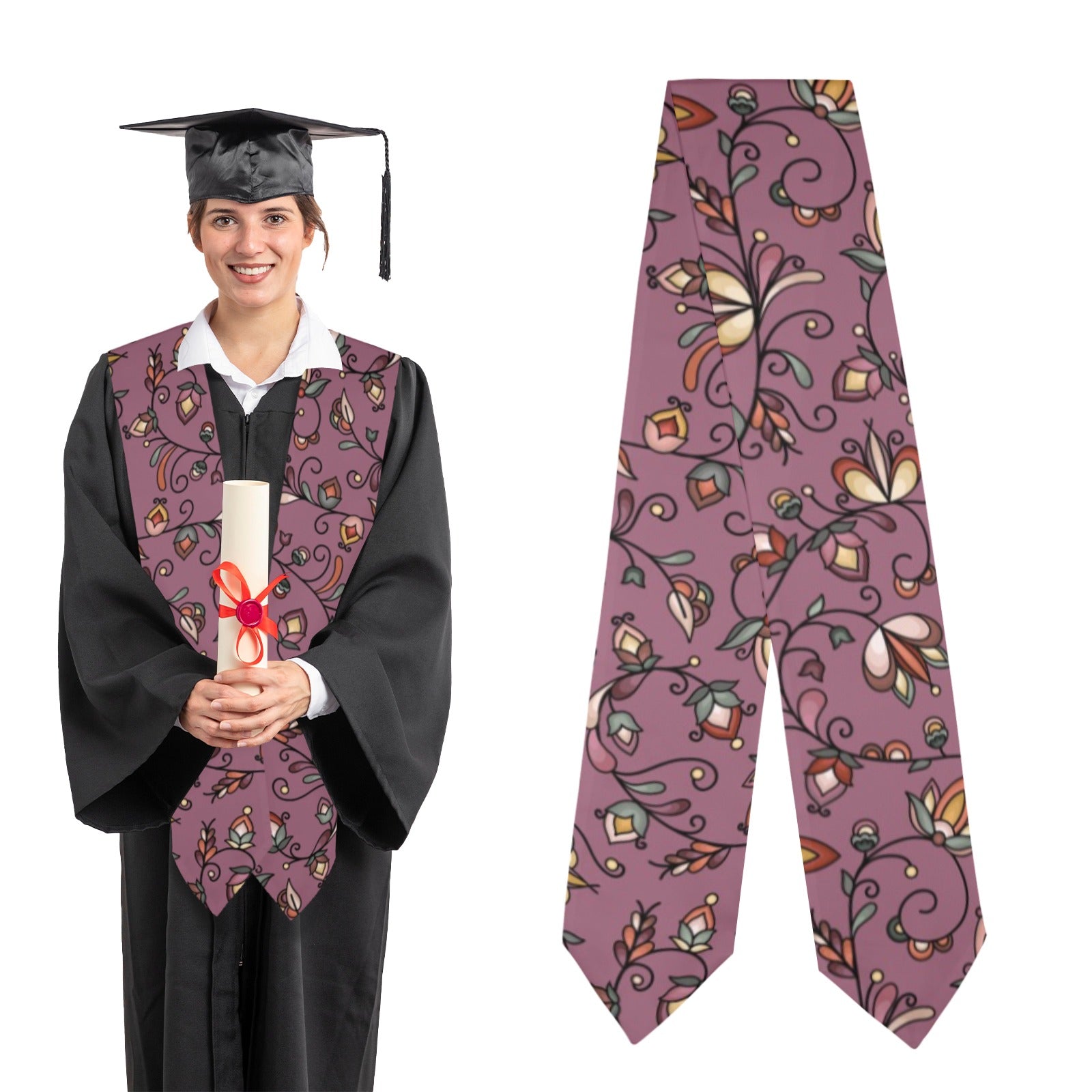 Burnt Sky Petals Magenta Graduation Stole