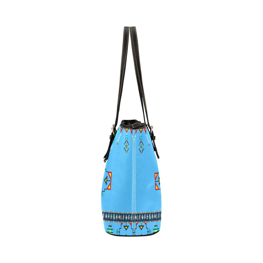 Sentinel of the Plains Turquoise Leather Tote Bag/Large