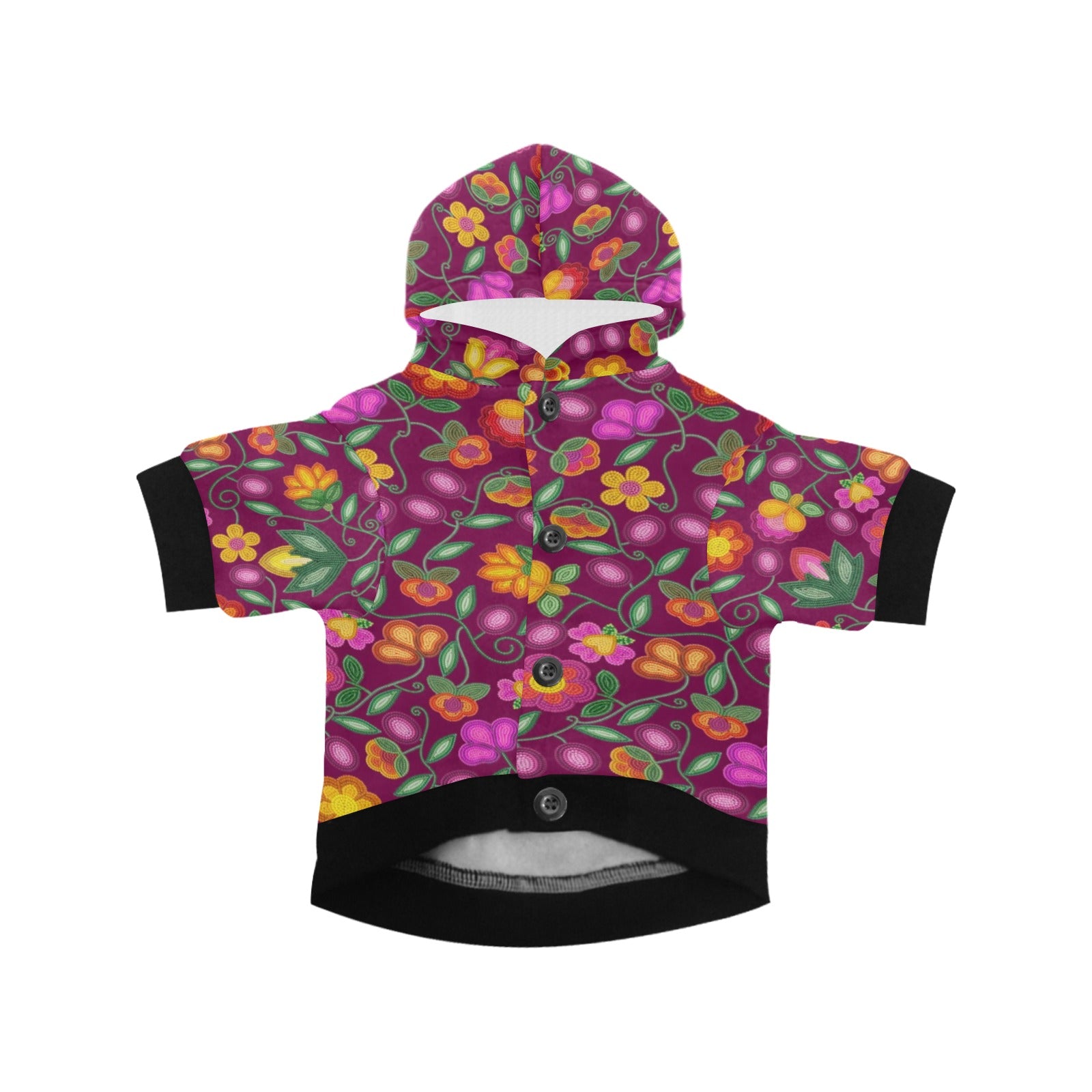 Boreal Bounty Dark Magenta Pet Dog Hoodie