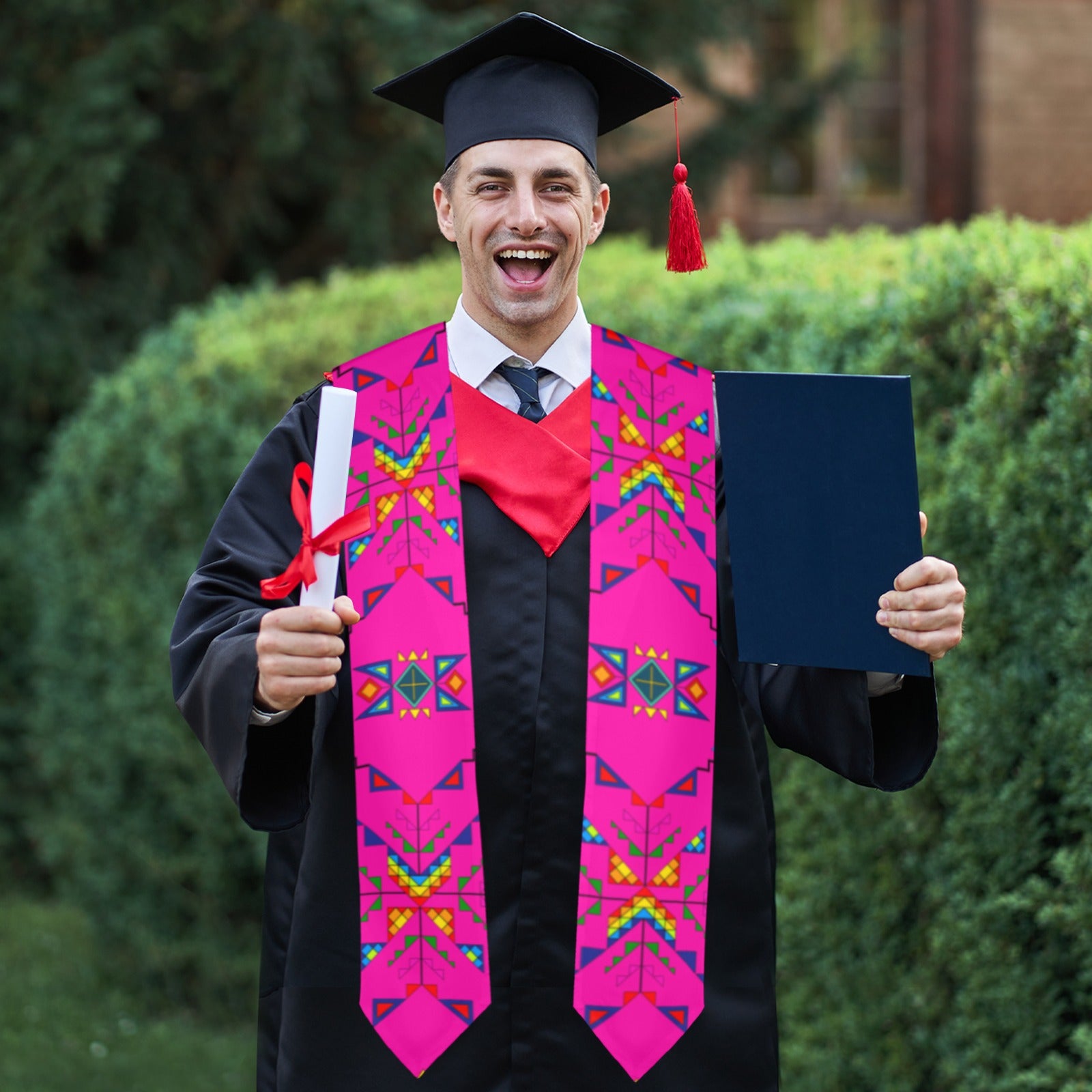 Buffalo Jump Pink Graduation Stole
