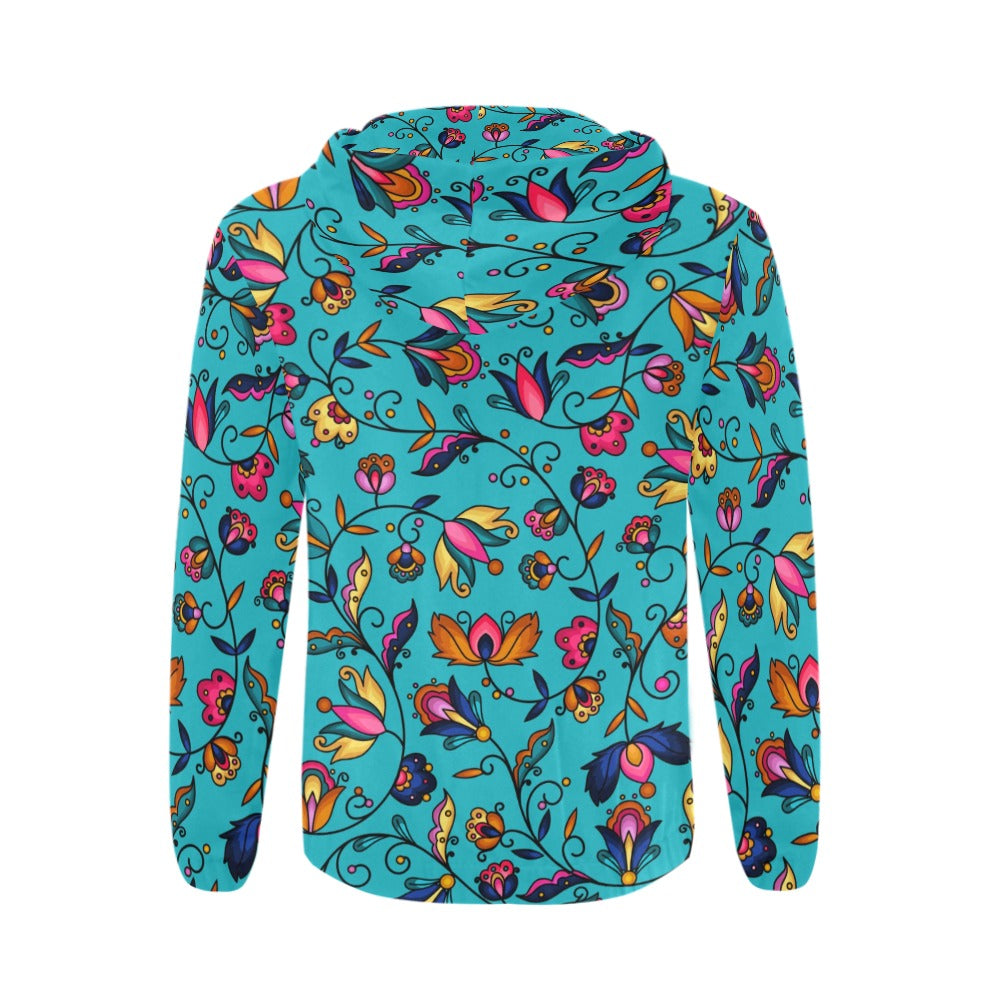 Copper Prairie Petals Turquoise Men's Zipper Hoodie