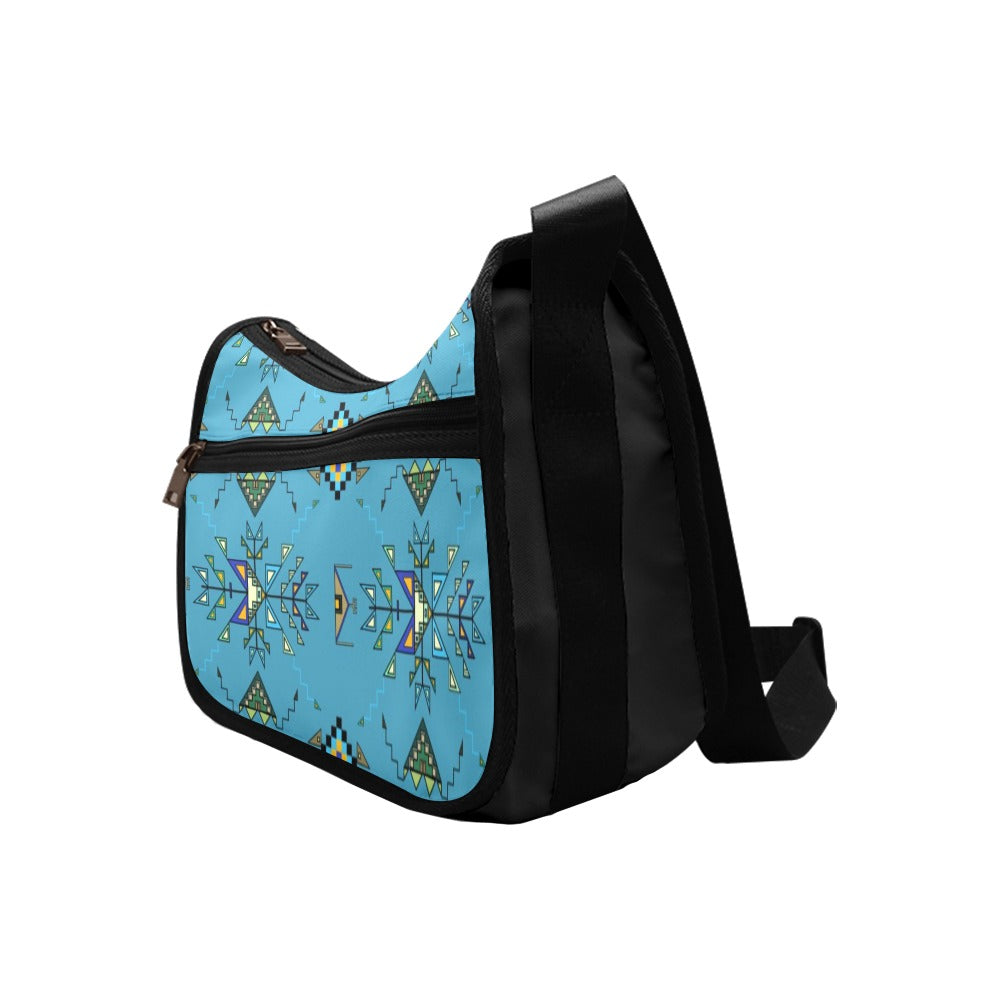 Bear Shield Fabric Blue Crossbody Bag