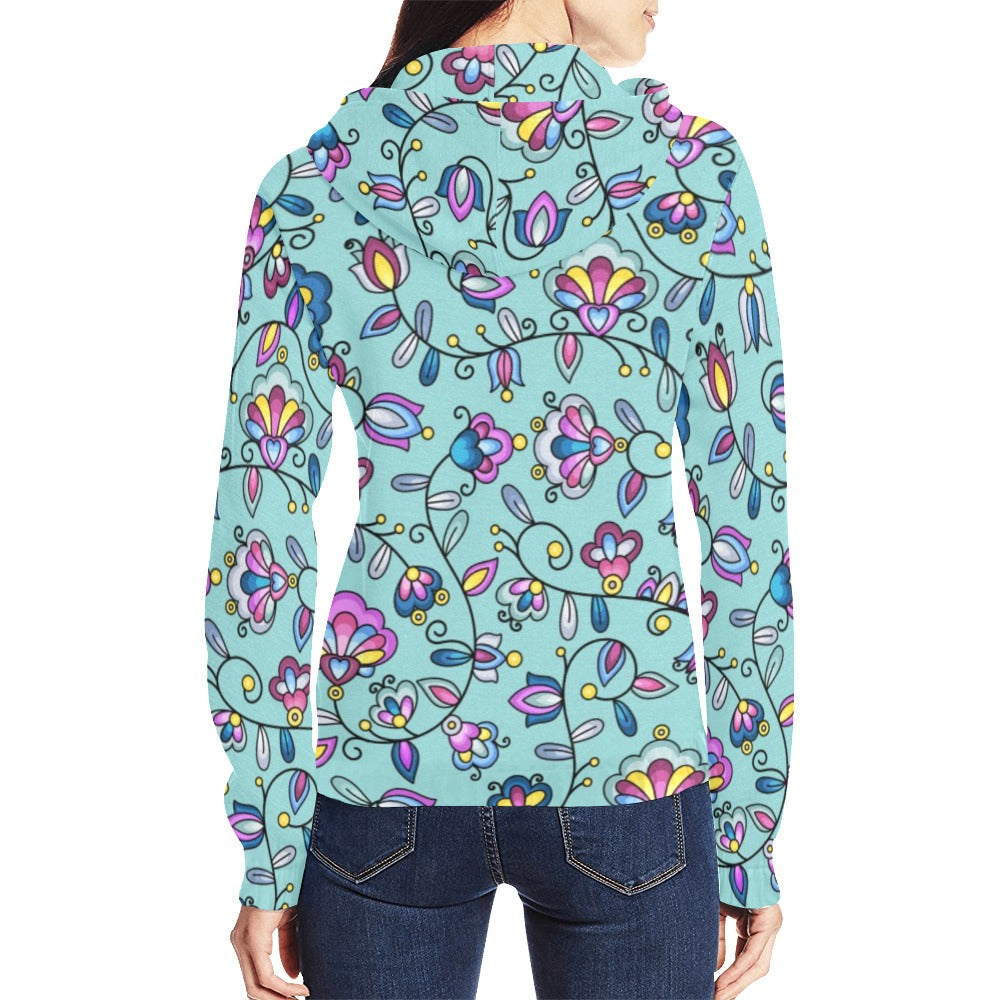 Autumn Bundle Blessing Turquoise Full Zip Hoodie for Women