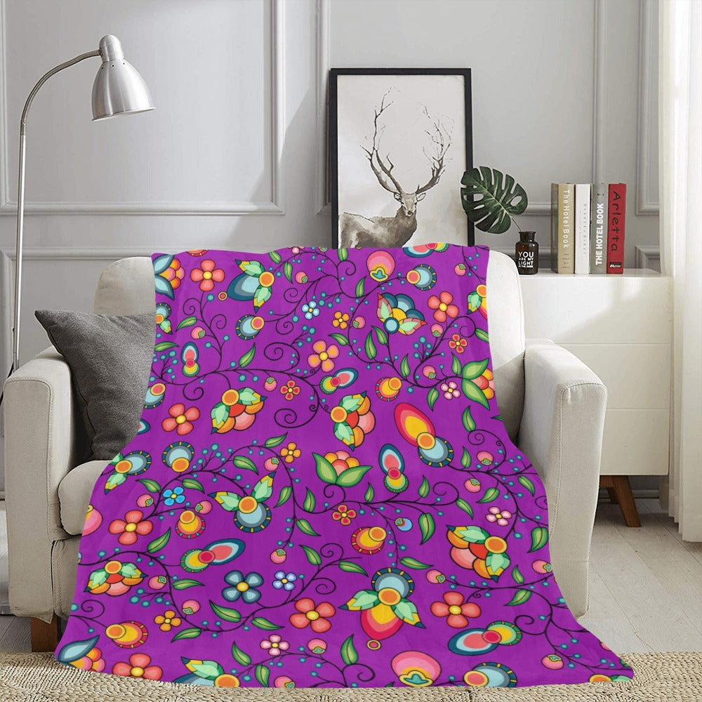 Floral Bounty Purple Ultra-Soft Micro Fleece Blanket 60"x80"