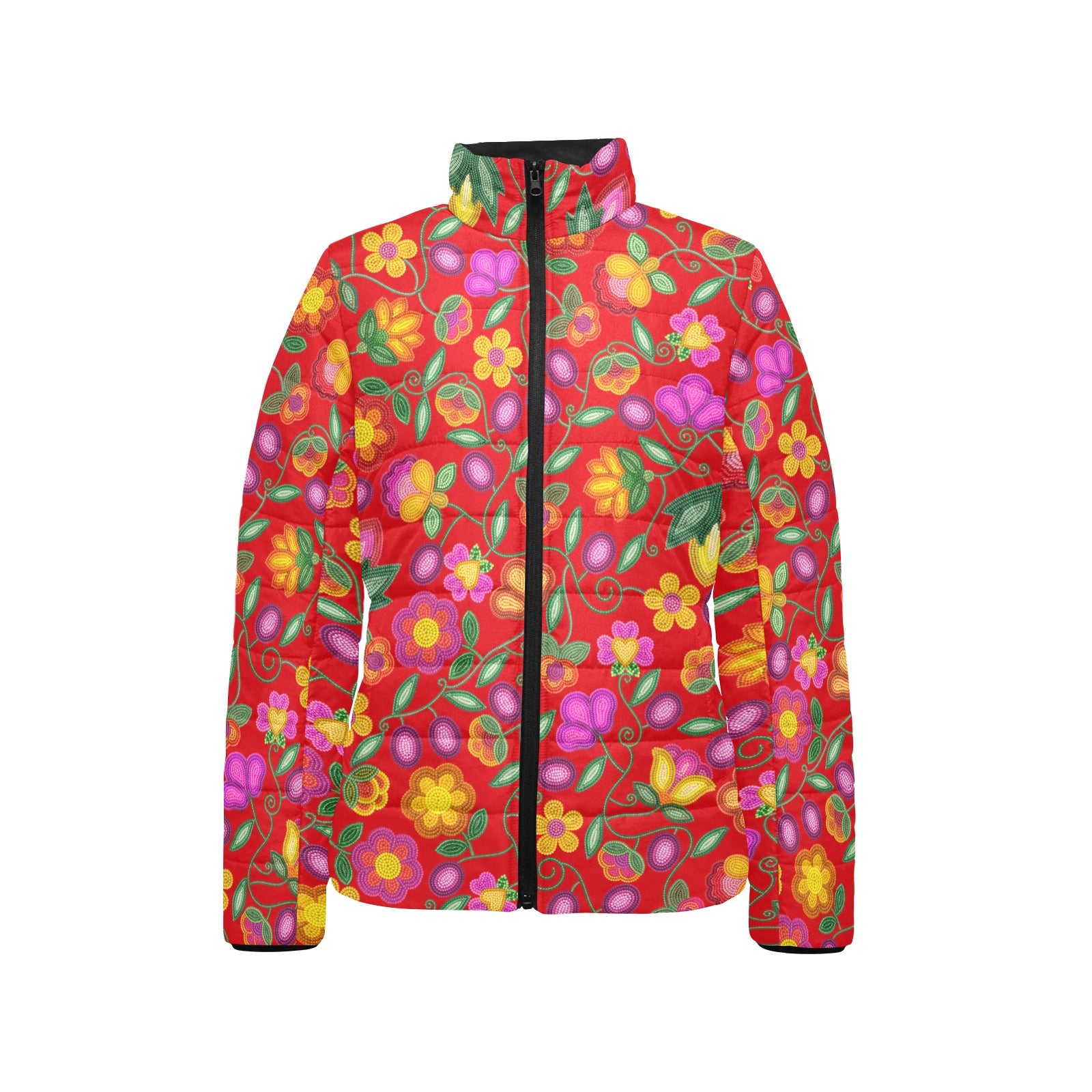 Boreal Bounty Red Women's Stand Collar Padded Jacket