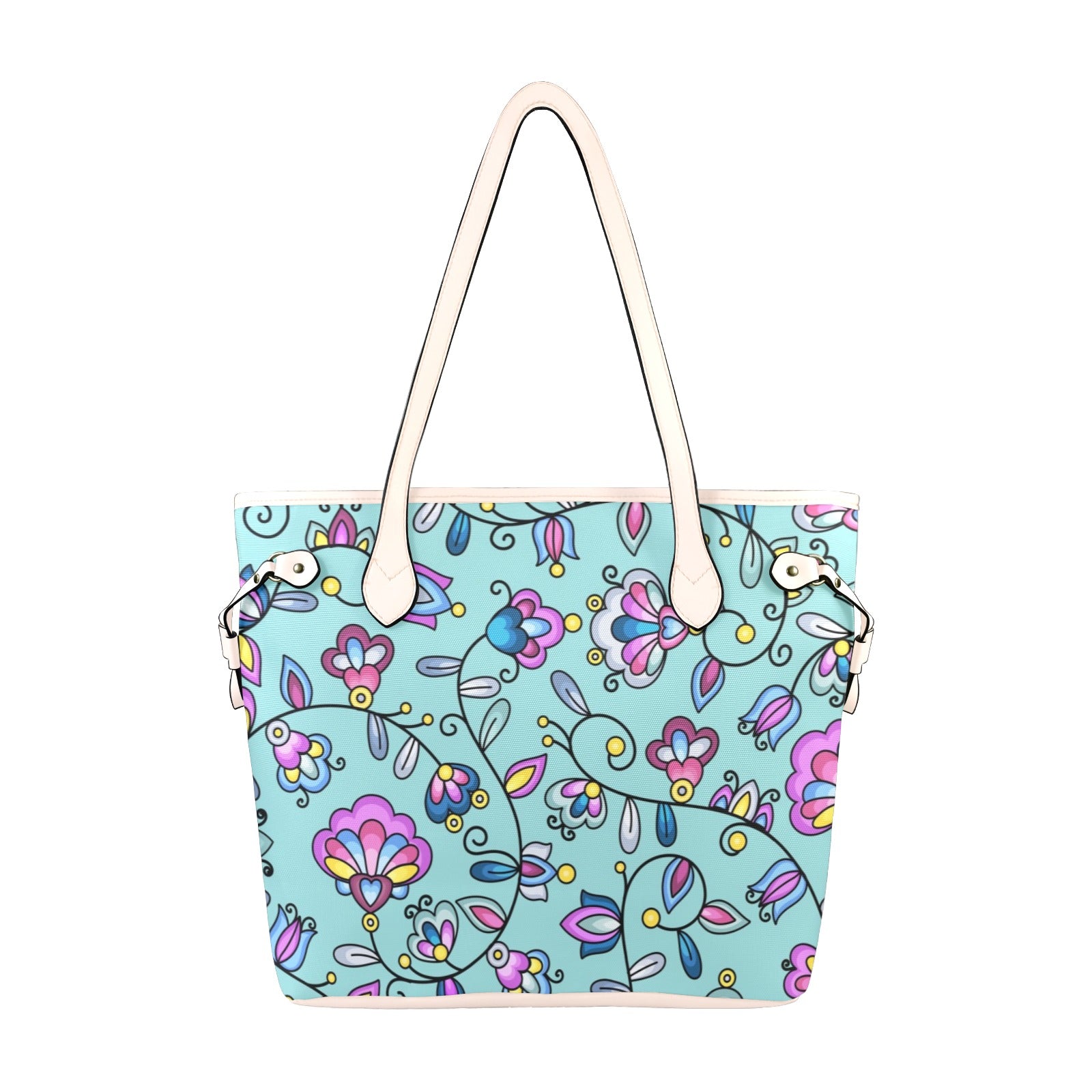 Autumn Bundle Blessing Turquoise Clover Canvas Tote Bag