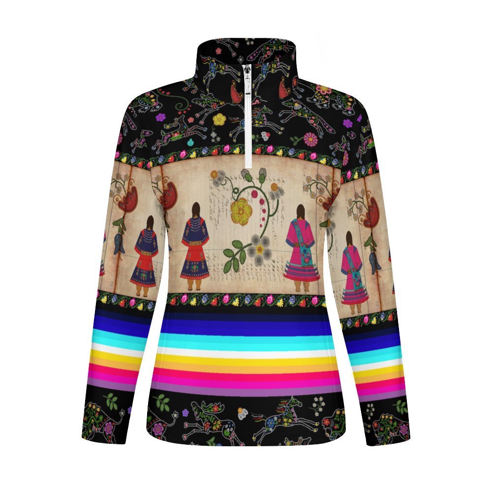 Floral Ledger Sisters Long Sleeve Yoga Shirt