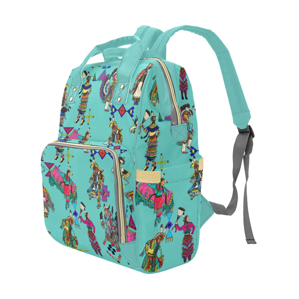 Grand Entry Dancers Eggshell Blue Multi-Function Diaper Backpack/Diaper Bag