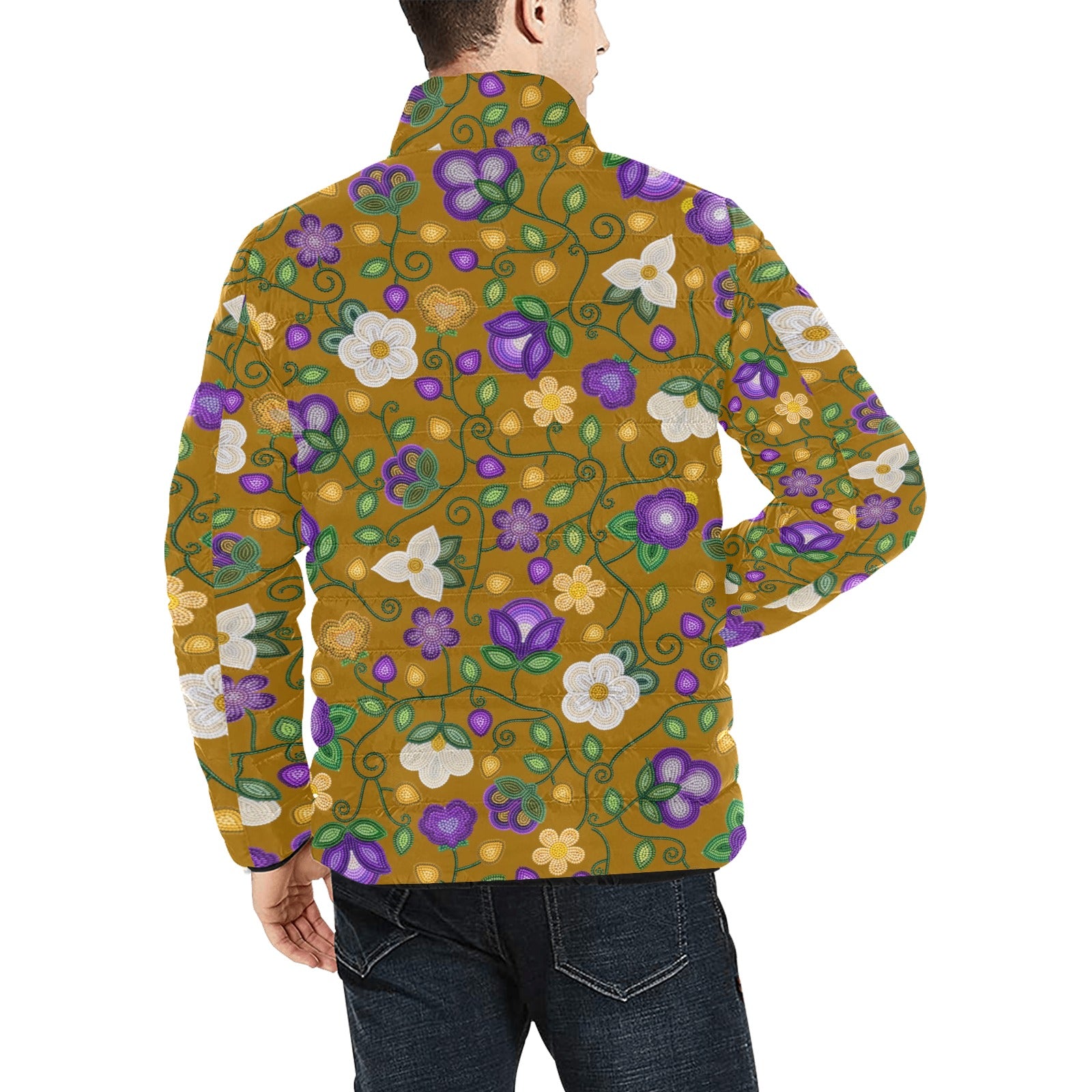 Midnight Moss Bloom Toffee Men's Padded Jacket