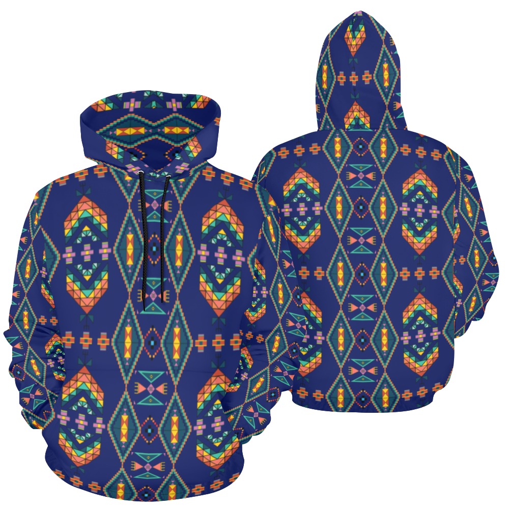 Travois Tipi Blue Hoodie for Women (USA Size)