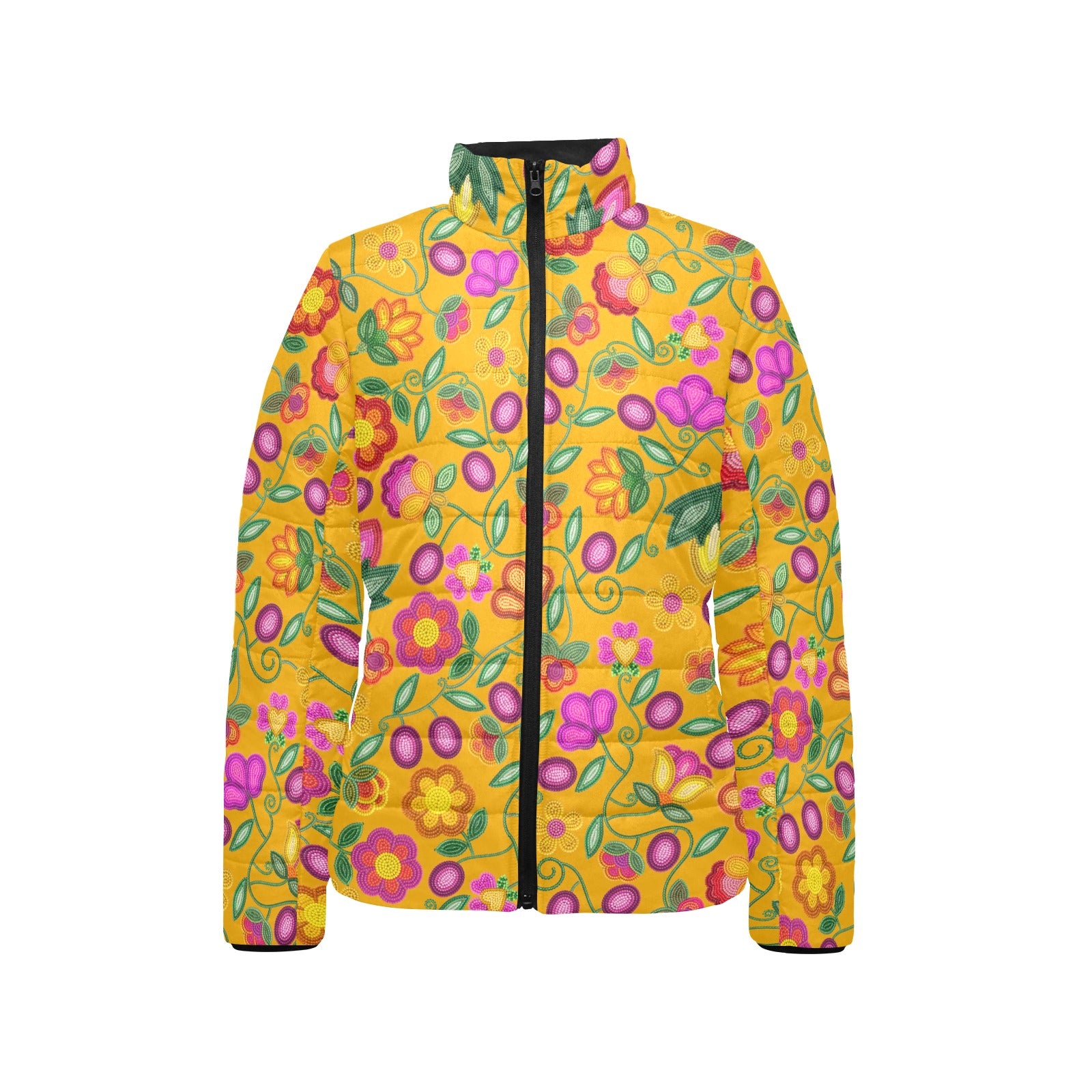 Boreal Bounty Yellow Women's Stand Collar Padded Jacket