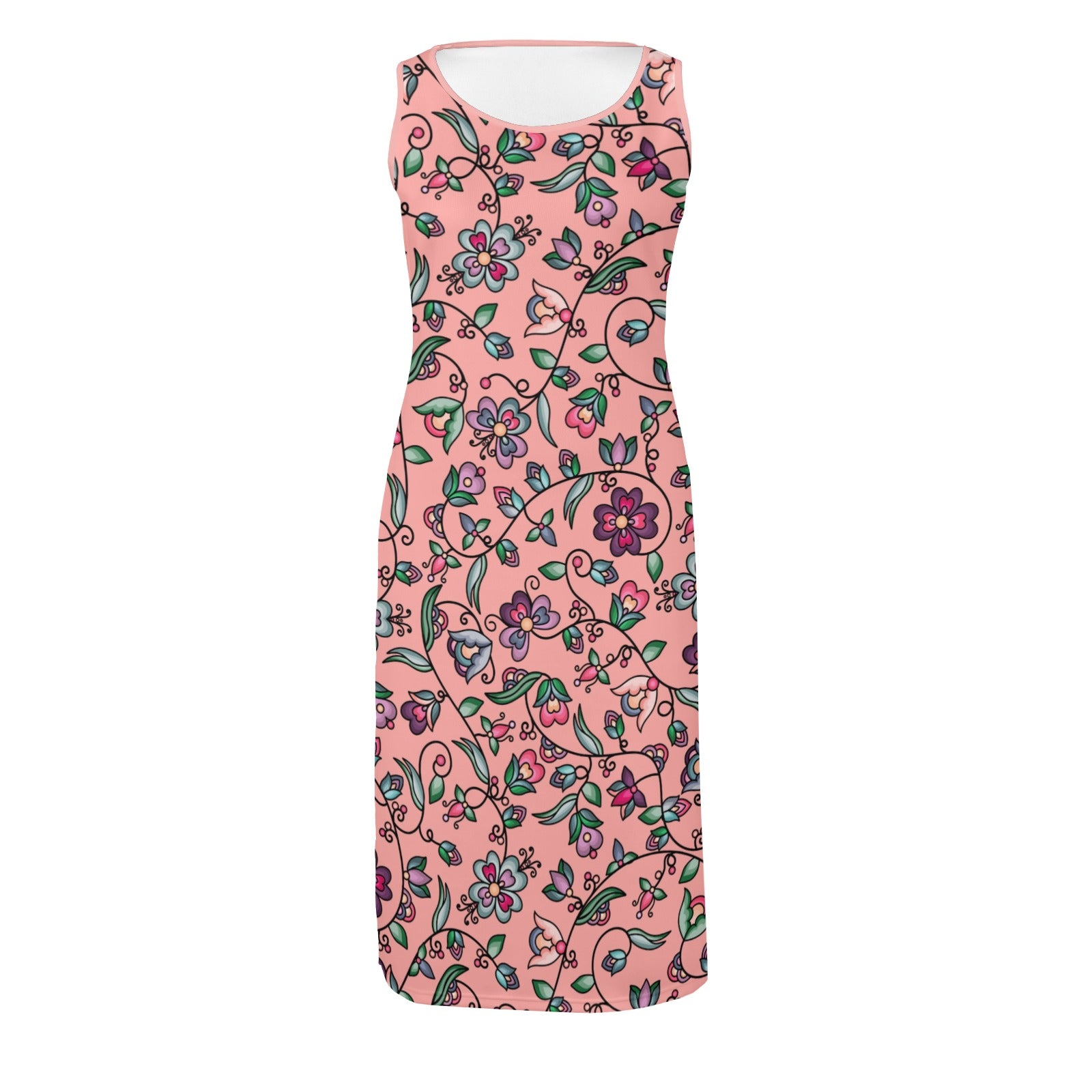 Amber Evening Garland Peach Phaedra Sleeveless Open Fork Long Dress