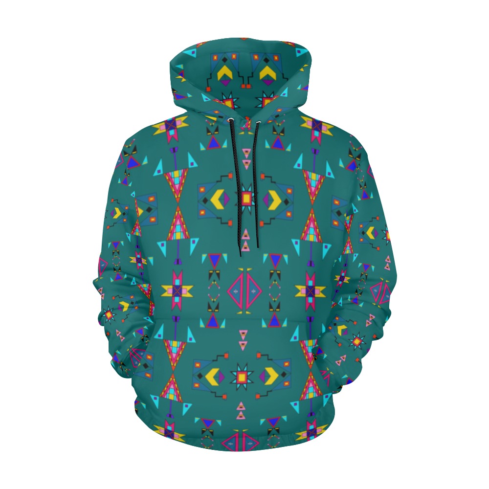 Enemy Territory Teal Hoodie for Women (USA Size)