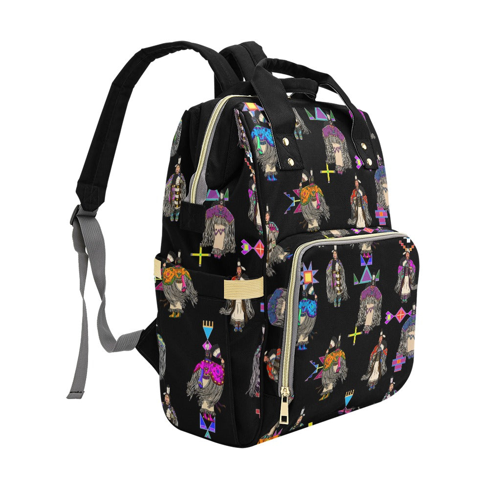 Women's Tradish Dancers Black Multi-Function Diaper Backpack/Diaper Bag
