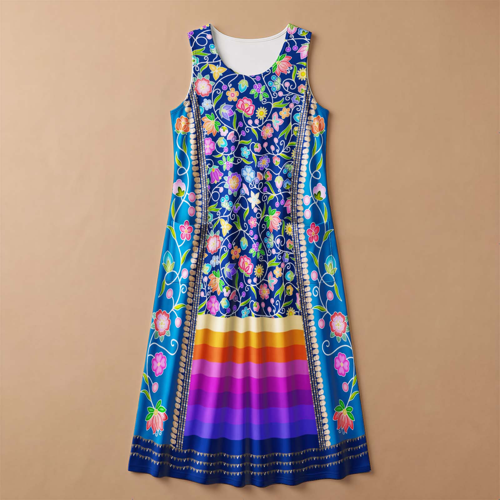 Grandmother's Legacy Dark Blue 1 Women's Sleeveless Long Dress