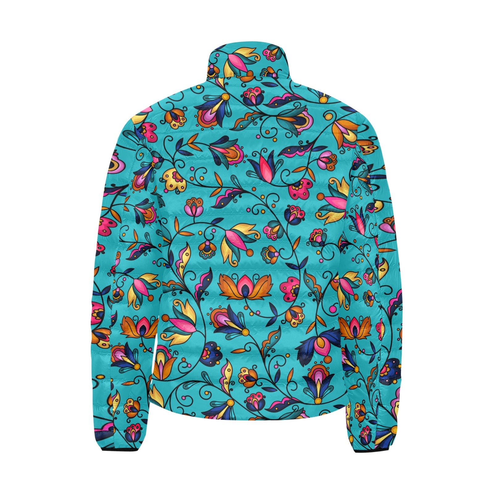 Copper Prairie Petals Turquoise Men's Padded Jacket