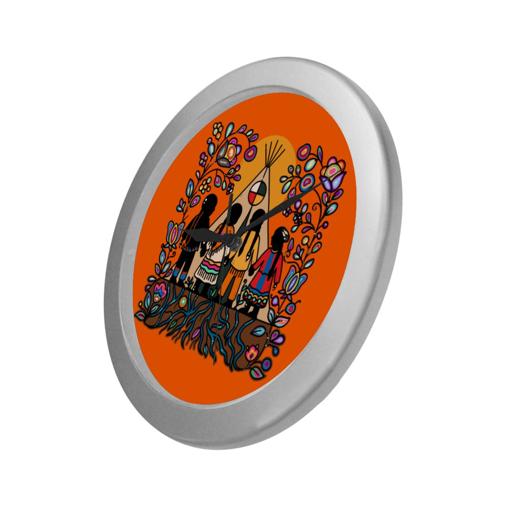 Rooted in Culture Silver Color Wall Clock