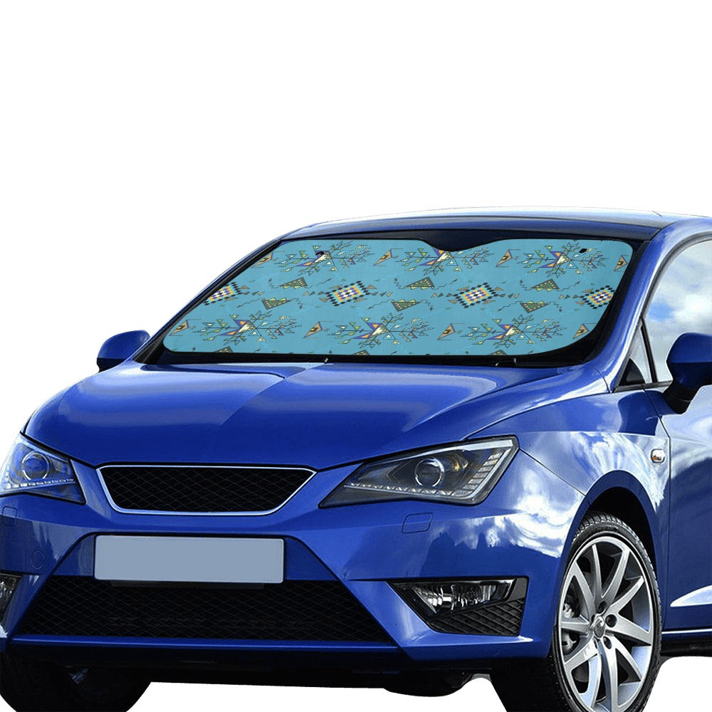 Bear Shield Blue Car Sun Shade 55"x30"