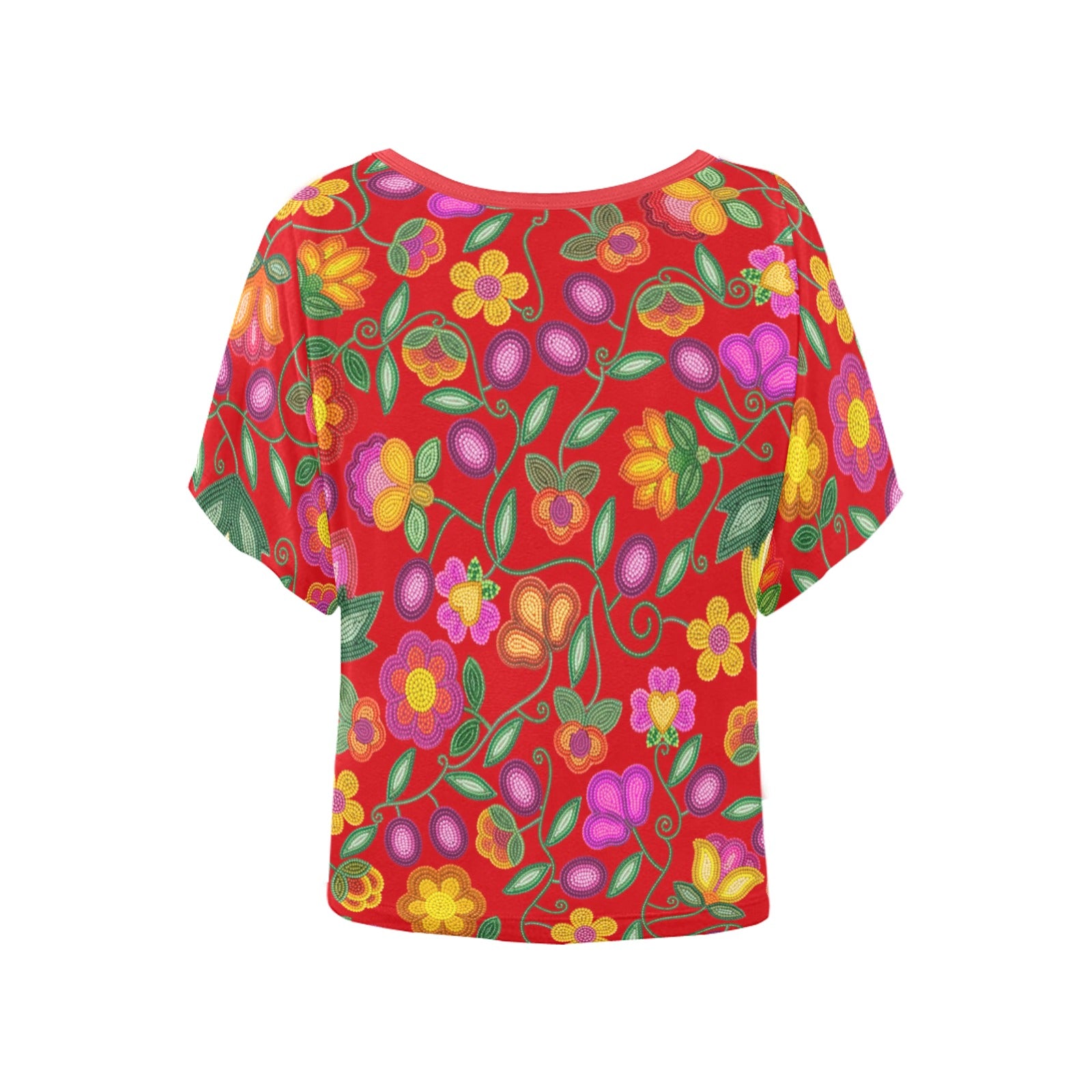 Boreal Bounty Red Women's Batwing-Sleeved Blouse T-shirt