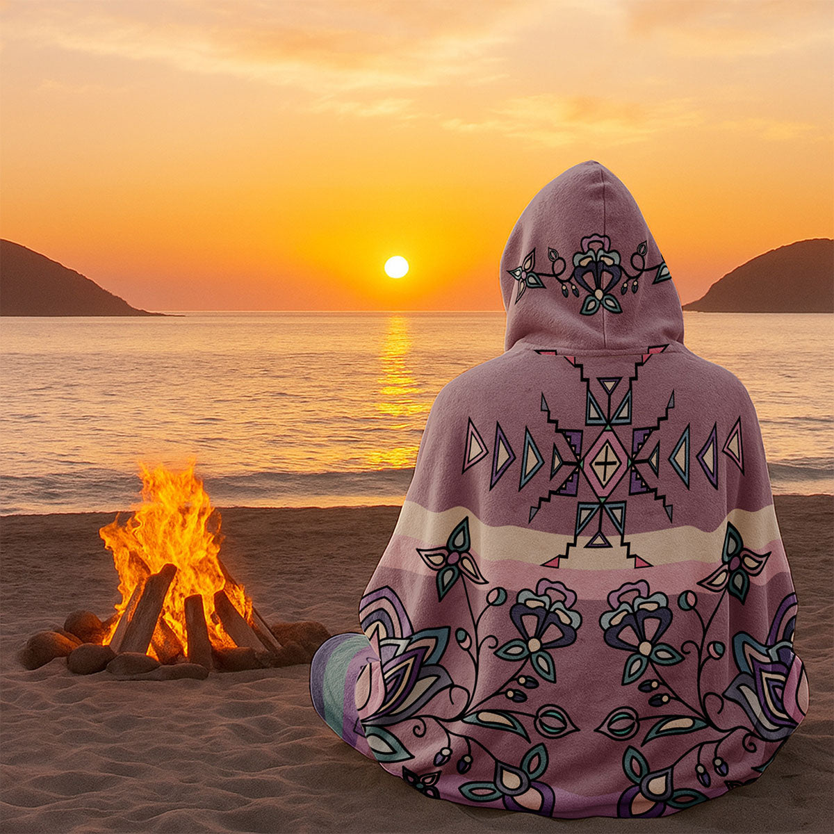 Snow Petal Spirit Women's Hooded Blanket