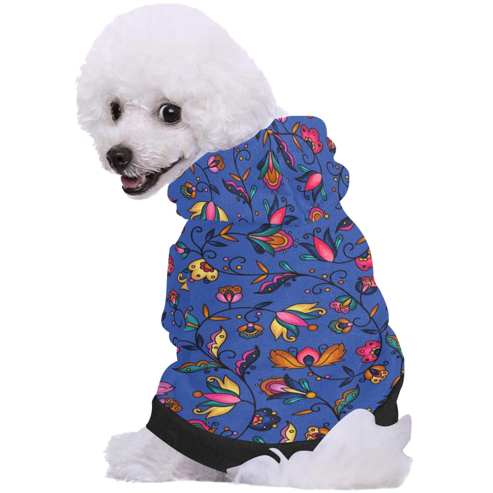 Copper Prairie Petals Blue Pet Dog Hoodie