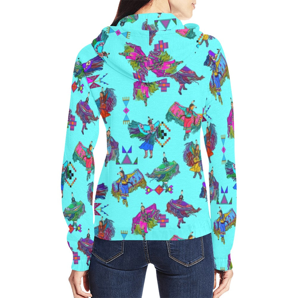 Women's Fancy Dancers Turquoise Full Zip Hoodie for Women