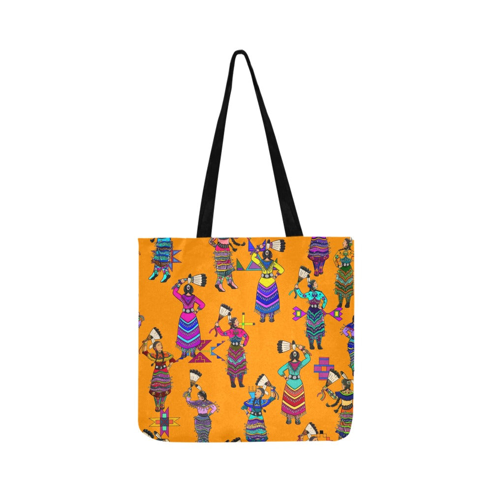 Women's Jingle Dancers Orange Reusable Shopping Bag (Two sides)