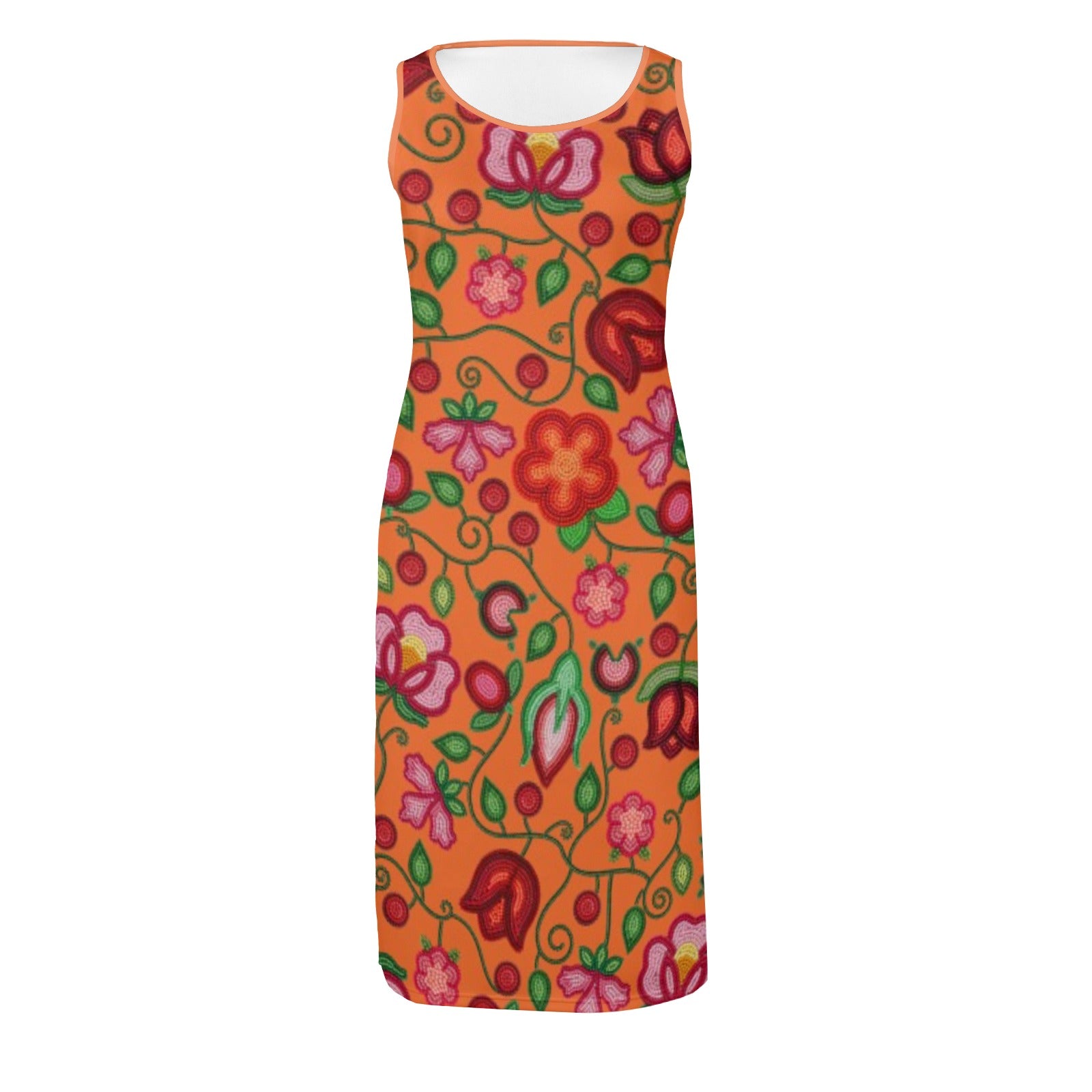 Rose Reverie Orange Phaedra Sleeveless Open Fork Long Dress