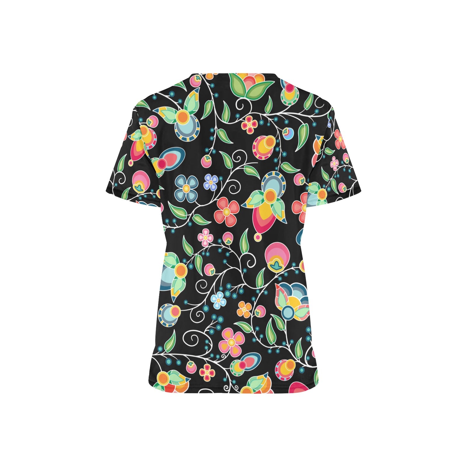 Floral Bounty Black Scrub Top