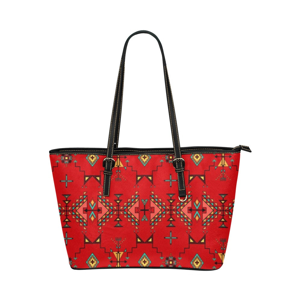 Thunder Flight Red Leather Tote Bag/Large