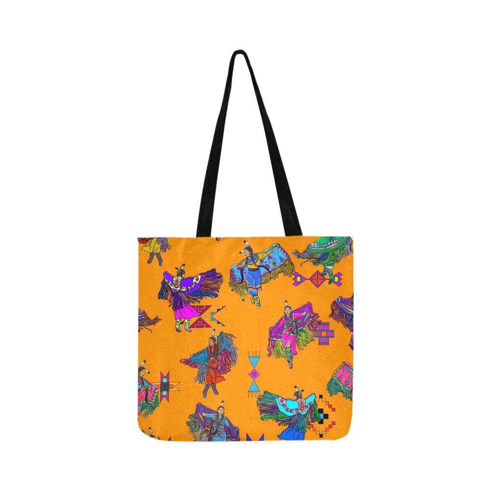 Women's Fancy Dancers Orange Reusable Shopping Bag (Two sides)