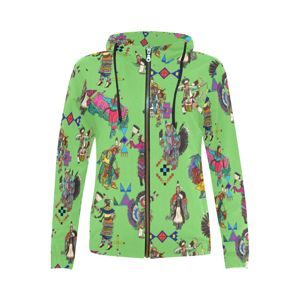 Grand Entry Dancers Grass Full Zip Hoodie for Women