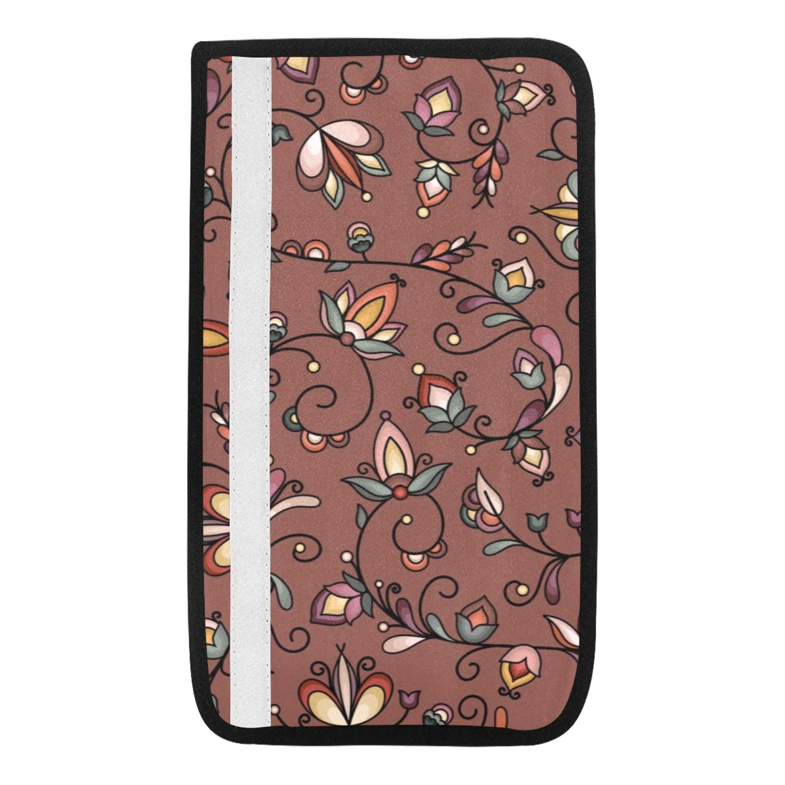 Burnt Sky Petals Brown Car Seat Belt Cover 7''x12.6'' (Pack of 2)