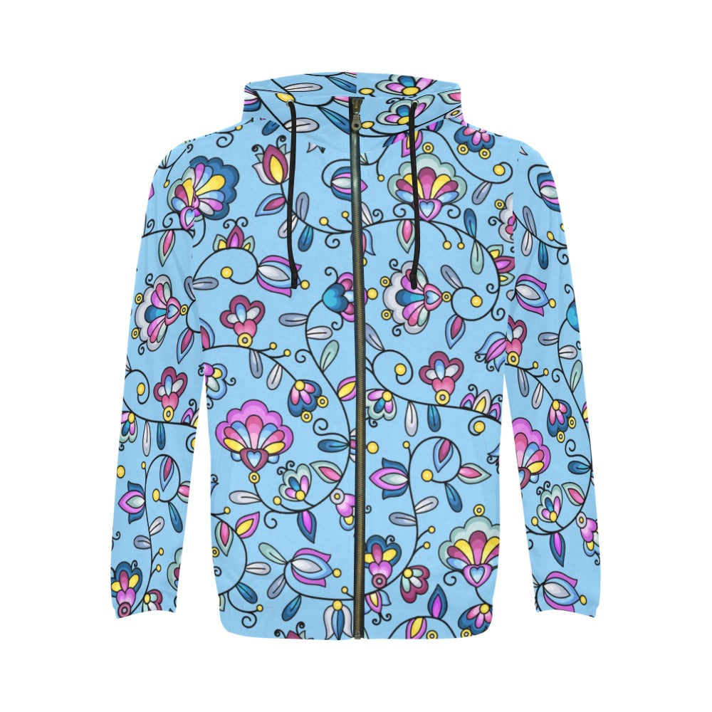 Autumn Bundle Blessing Blue Men's Zipper Hoodie