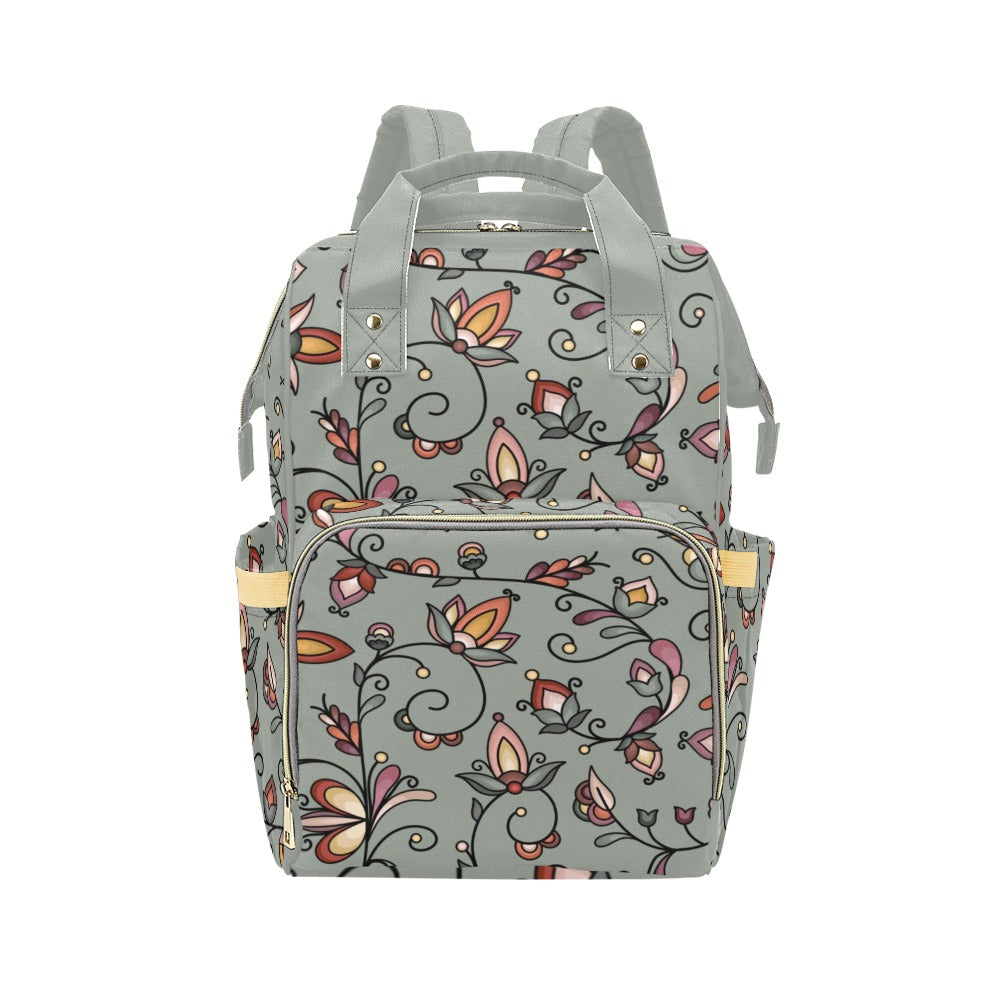 Burnt Sky Petals Green Multi-Function Diaper Backpack/Diaper Bag