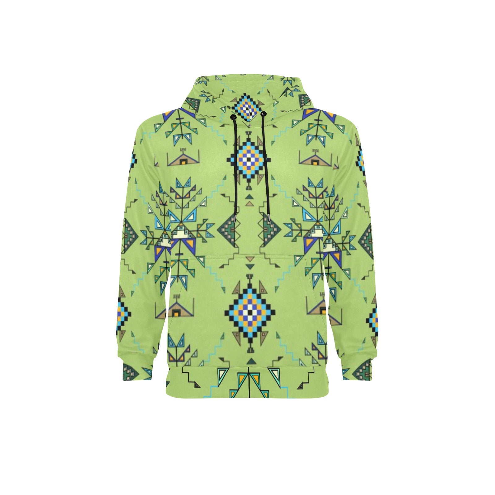 Bear Shield Green Men's Long Sleeve Fleece Hoodie